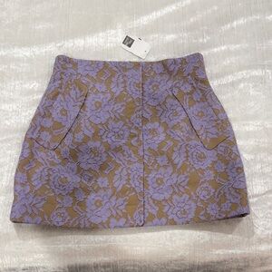 Aknvas Purple and Brown Floral Mini Skirt